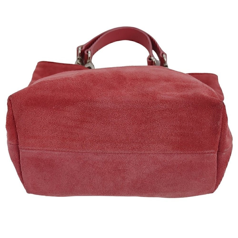 TANNER Made In Italy Pink Coral Suede Top Handle Small Tote Bag Removable Straps - Picture 4 of 10